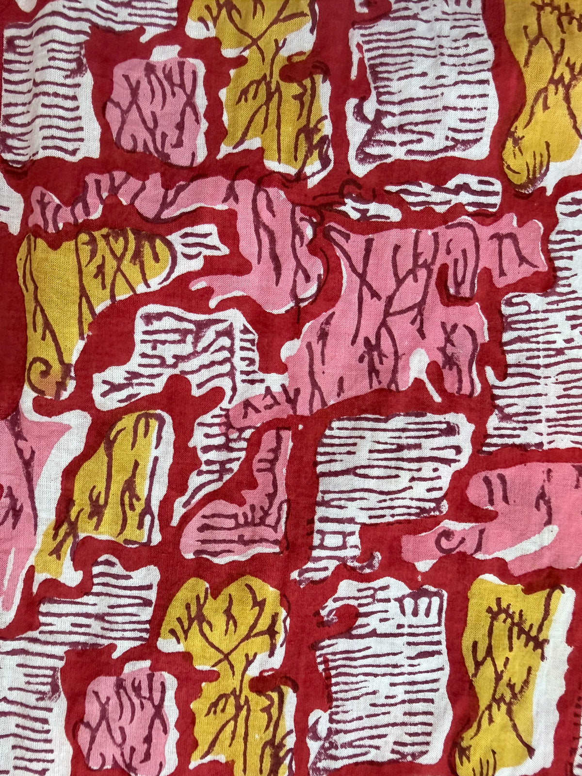 Print Party Red fabric closeup