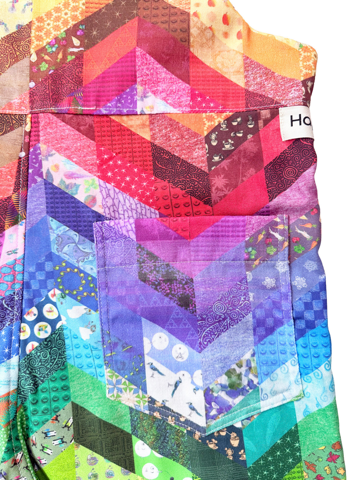 Rainbow Whimsy cotton overalls full length view