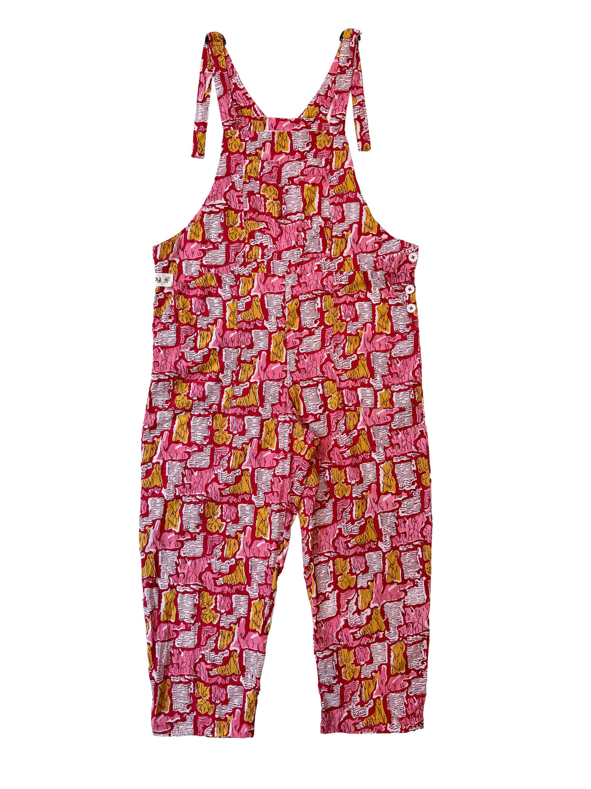 Red Tiger cotton overalls back view