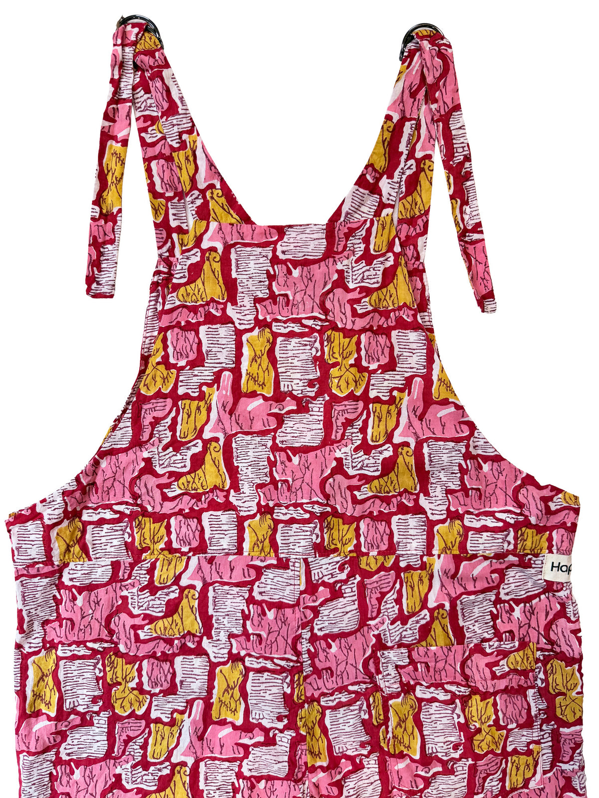 Red Tiger cotton overalls fabric print detail