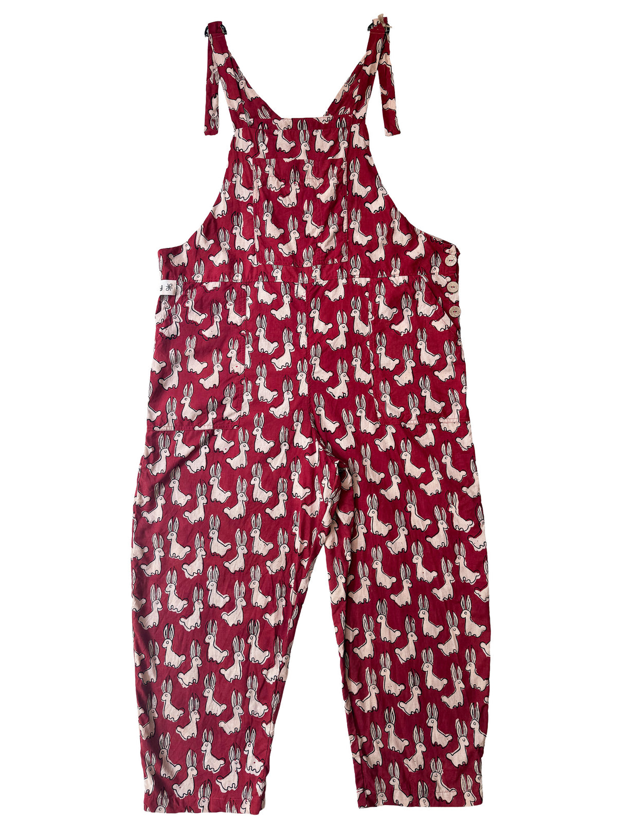 Red Rabbit Run cotton overalls back view