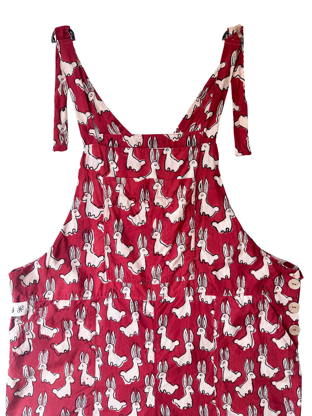 Red Rabbit Run cotton overalls front view