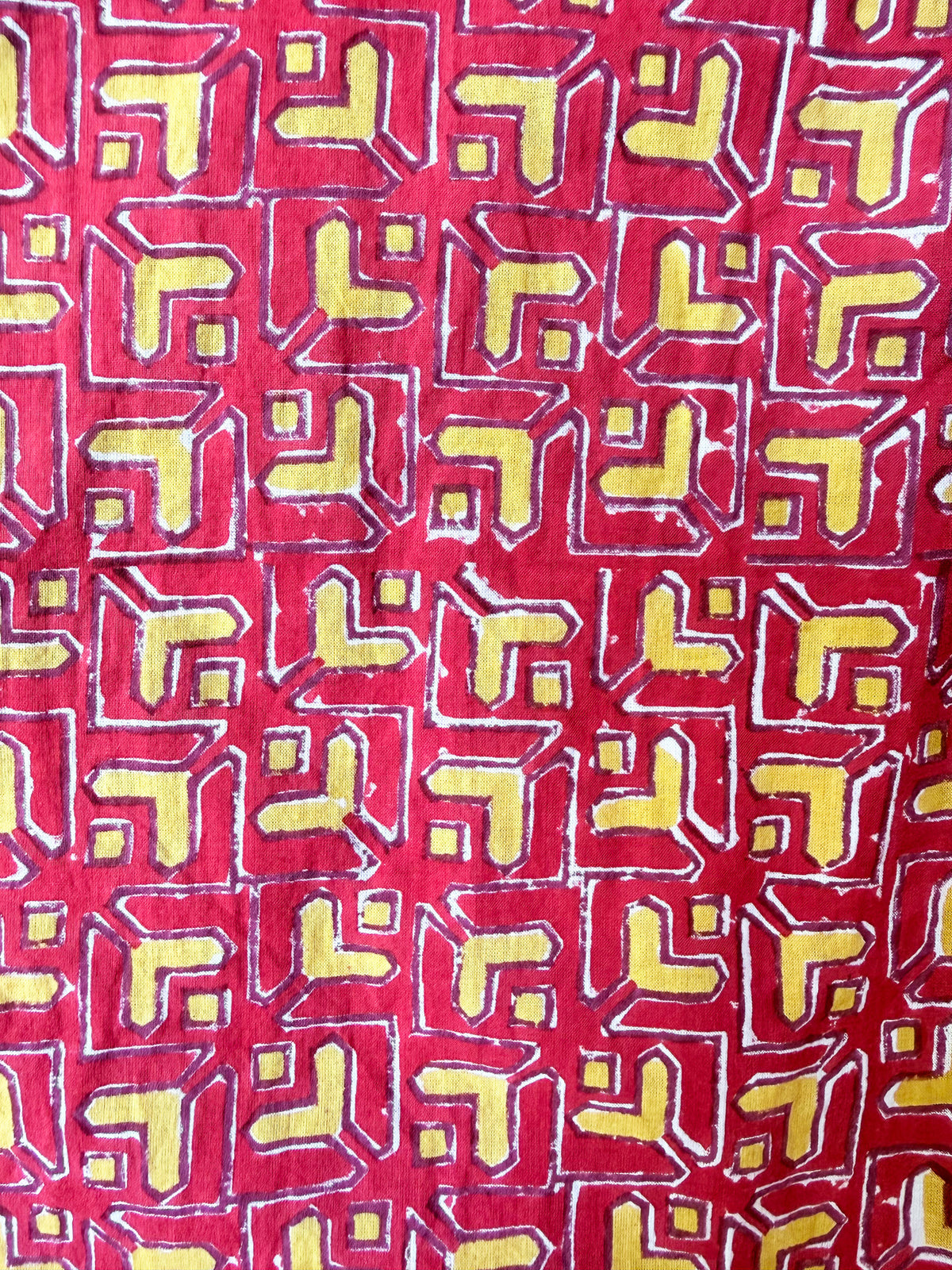 Red Temple Tile cotton overalls pocket and strap detail