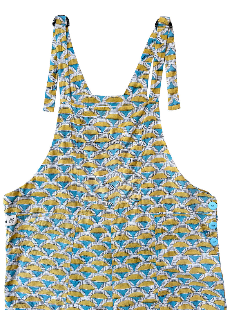 Blue Sunrise cotton overalls front view