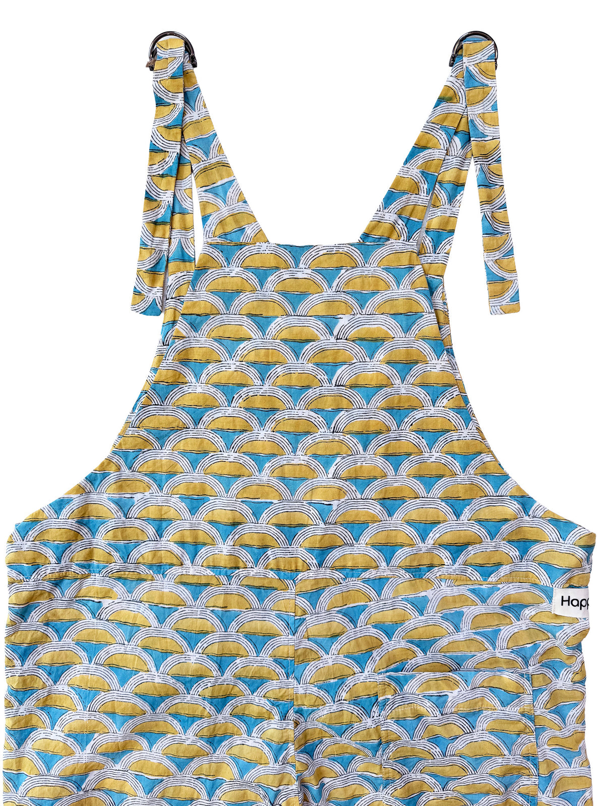 Blue Sunrise cotton overalls fabric print detail