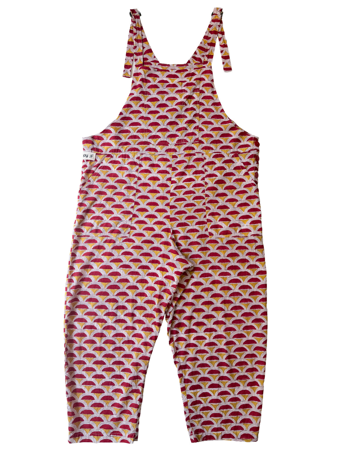 Red Sunrise cotton overalls back view