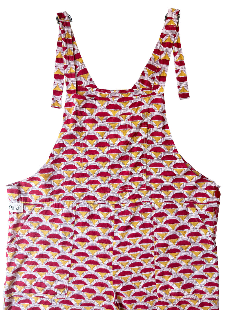 Red Sunrise cotton overalls front view