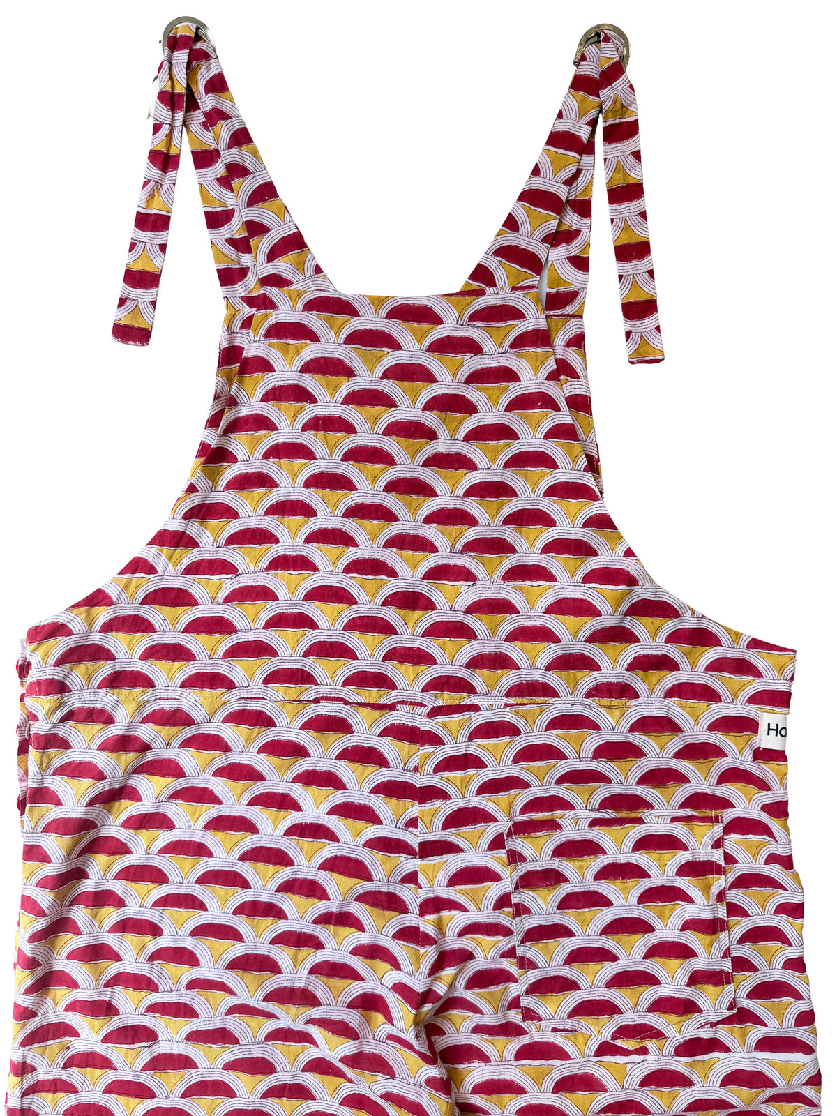 Red Sunrise cotton overalls fabric print detail
