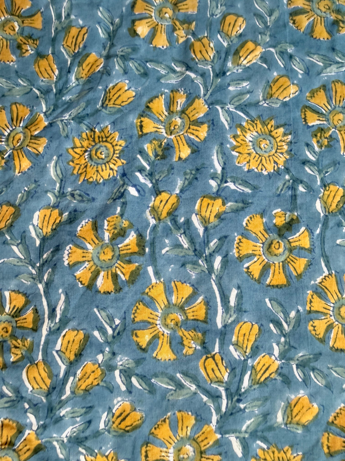 Print Party Blue Fabric Closeup