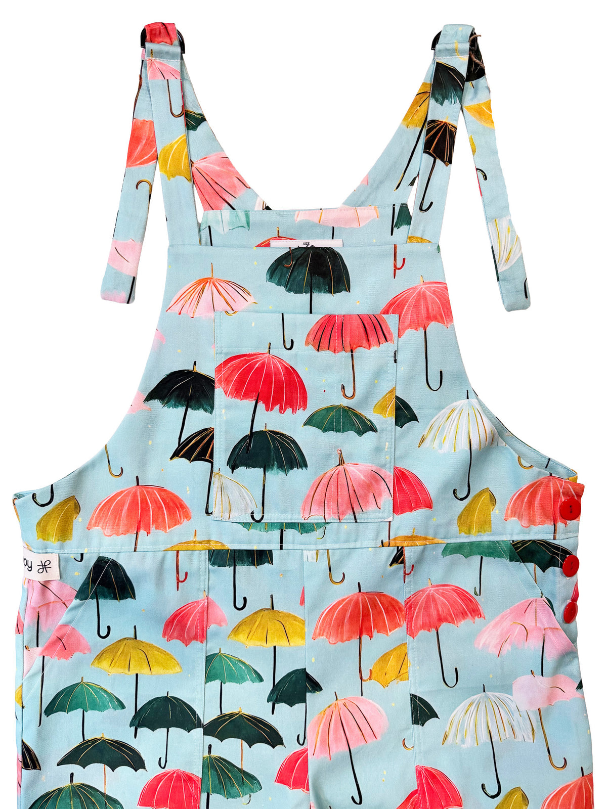 Watercolor Umbrellas wide-leg cotton overalls fabric print detail