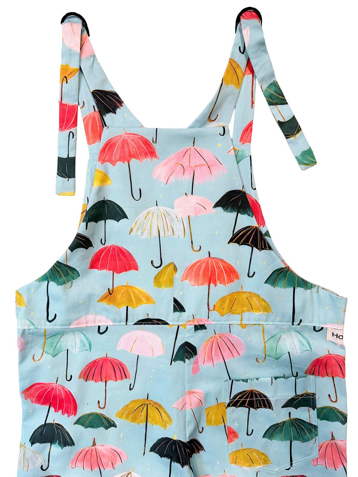 Watercolor Umbrellas wide-leg cotton overalls front view