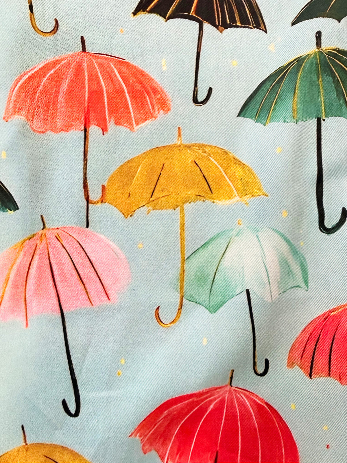 Watercolor Umbrellas wide-leg cotton overalls side view