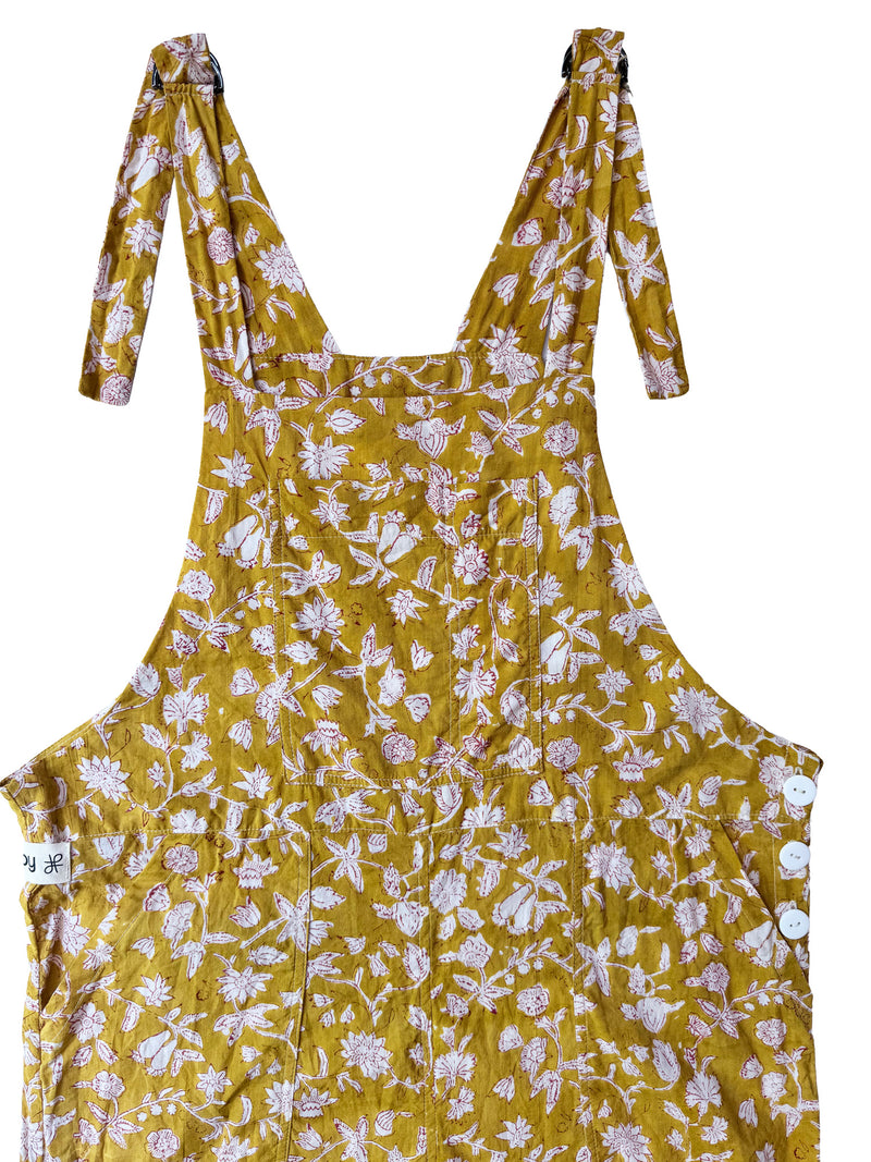 Golden Jaal Floral cotton overalls front view